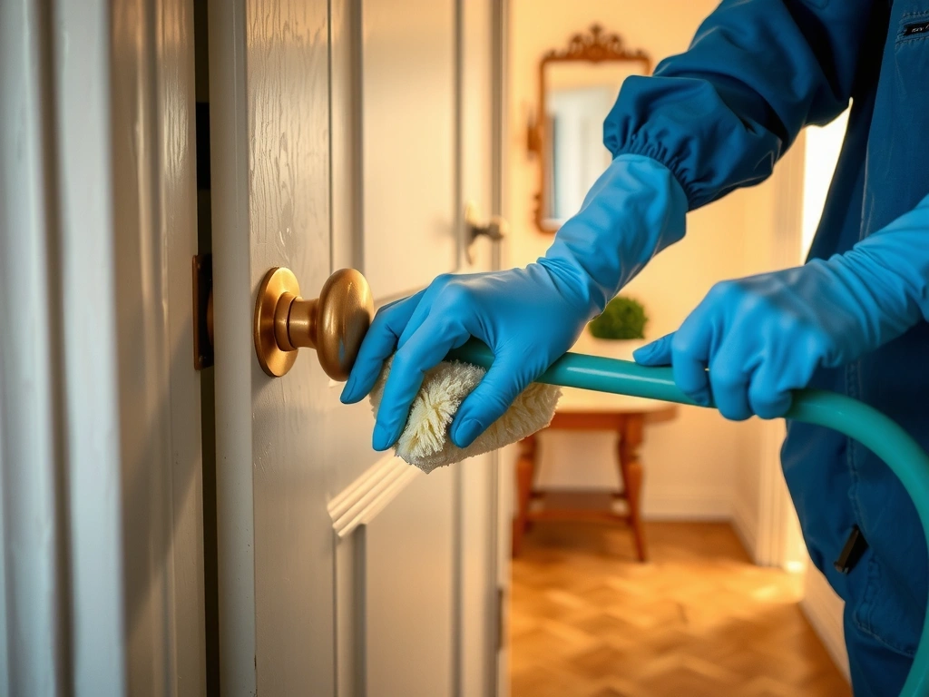 Détail précis sur une poignée en laiton